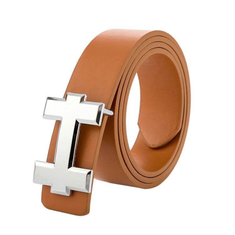 Luxury Designer H Brand Designer Belts Men High Quality Male PU Leather Women Belt Buckle Strap for Jeans Black size 110cm - Mubimart