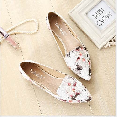 Espadrilles shoes woman slip on shoes pointed toe moccasins ladies loafers embroidery flats shoes flower printed shoes size 34- 43 - Mubimart
