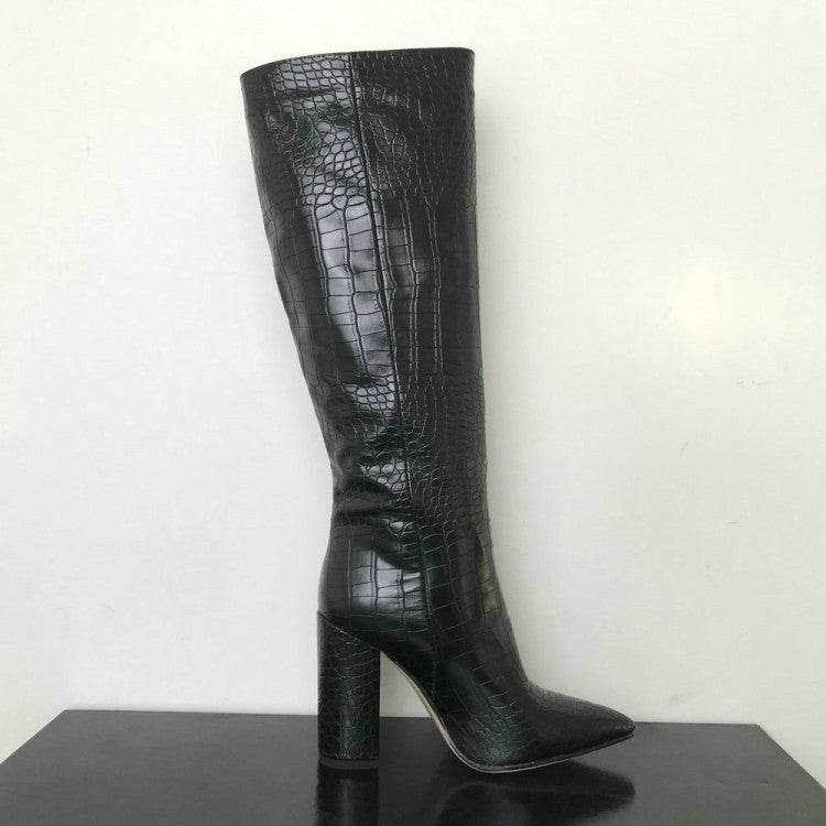Large chunky boots for high boots for women - Mubimart