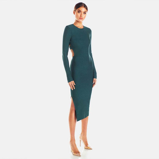 Sexy hollow long cocktail evening dress - Mubimart