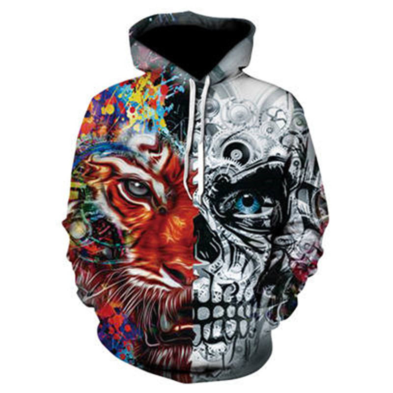 All kinds of fancy scary skull print hoodies