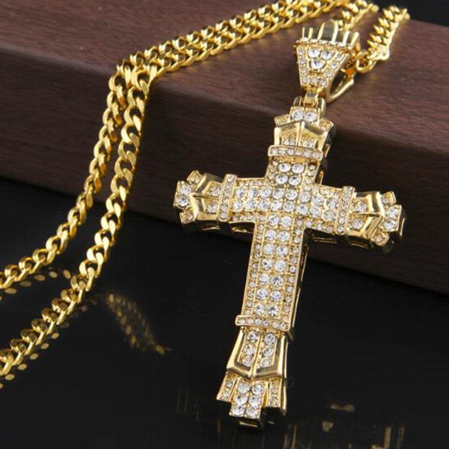 Iced Out Mens Cross Necklace - Mubimart
