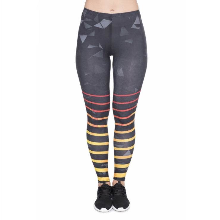 Striped printed Capris Yoga Leggings - Mubimart