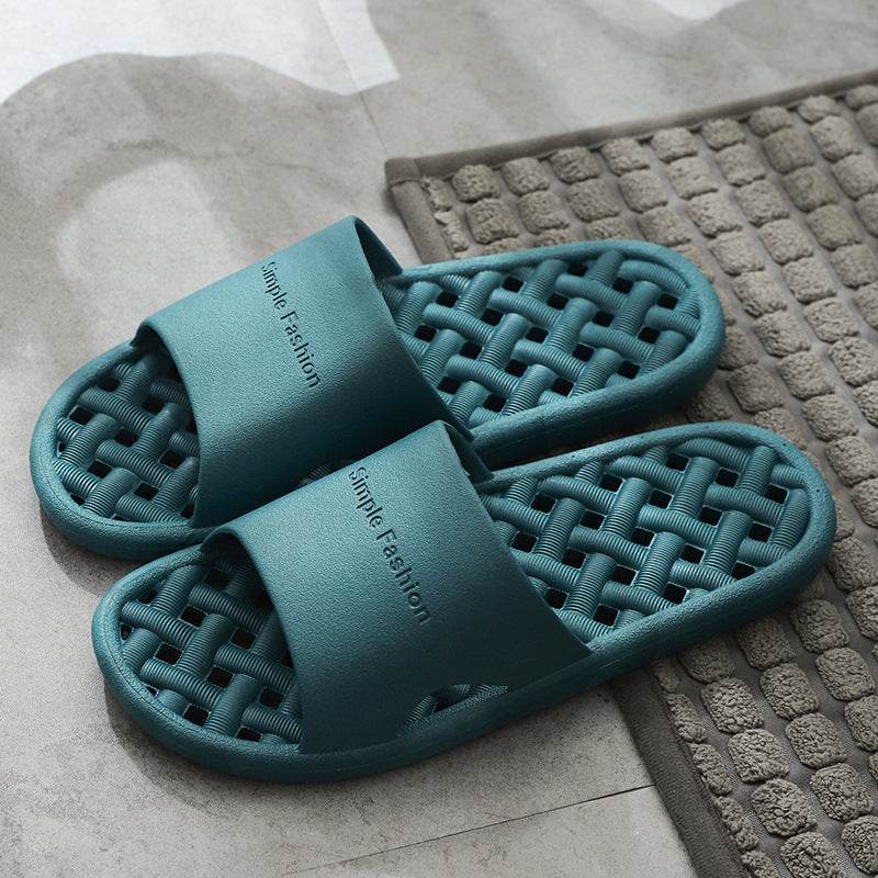 Solid Color Letter Bath Indoor Non-slip Plastic Slipper - Mubimart