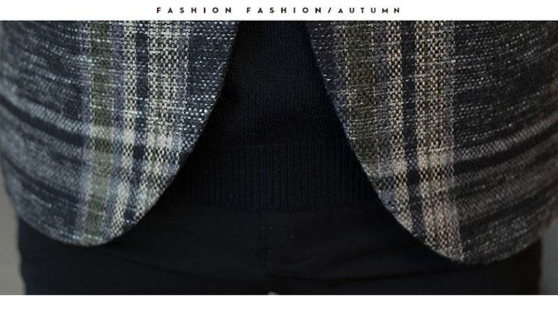 Men Blazer Slim Fit Designs Male Plaid Blazer - Mubimart