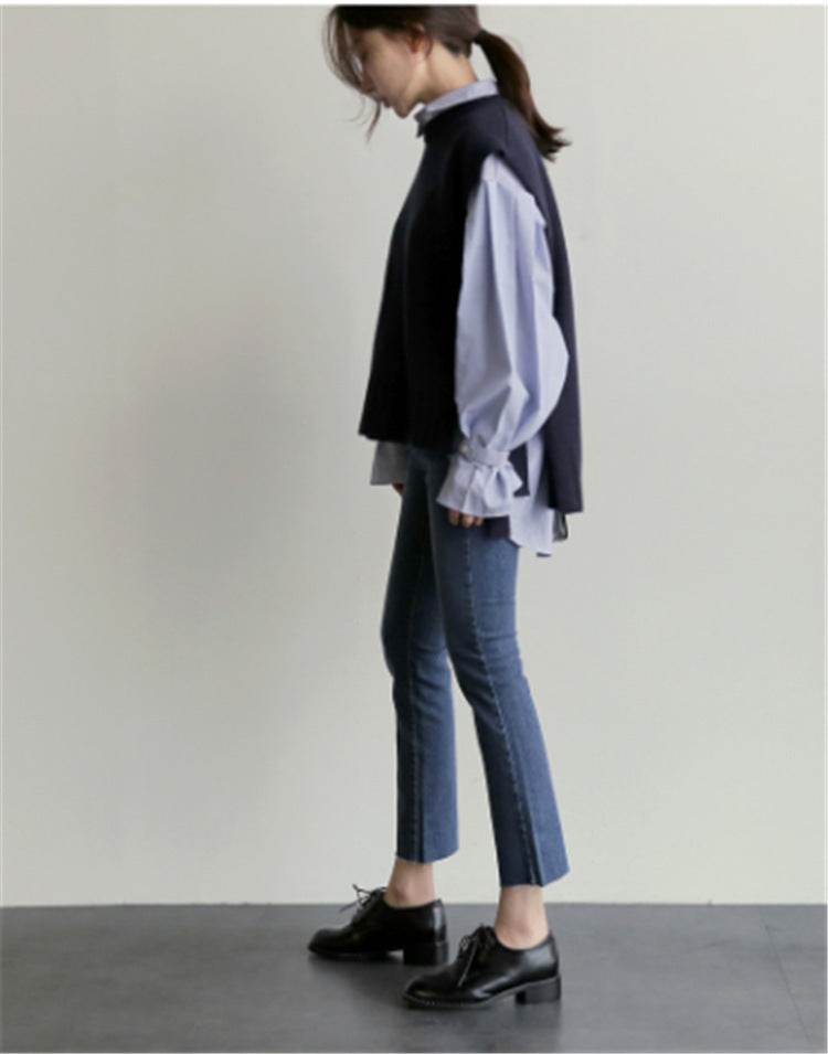 Loose lace sweater vest sweater vest - Mubimart