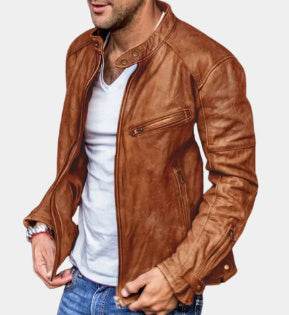Punk Mens Motorcycle Leather Jacket - Mubimart