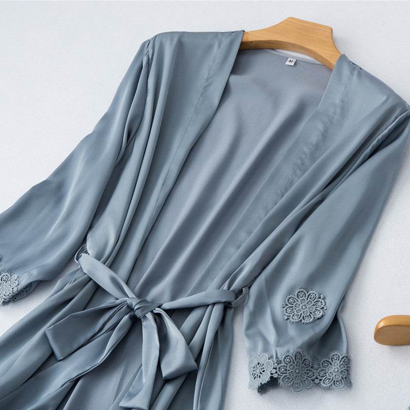 Nightgown with floral sleeves - Mubimart