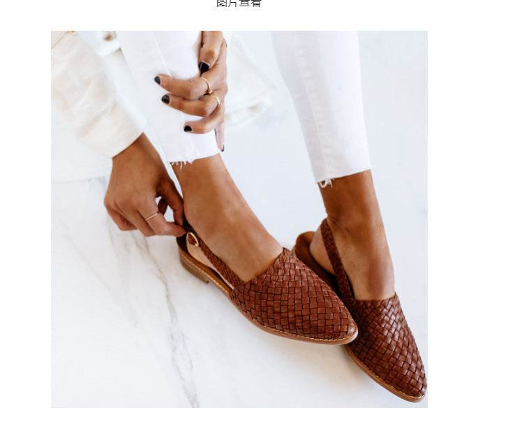 Pointed toe flat sandals - Mubimart