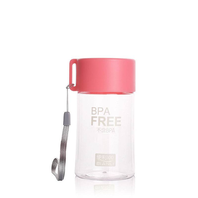 Mini Plastic Cup Water Cup Cute Portable Accompanying Cup With Rope - Mubimart