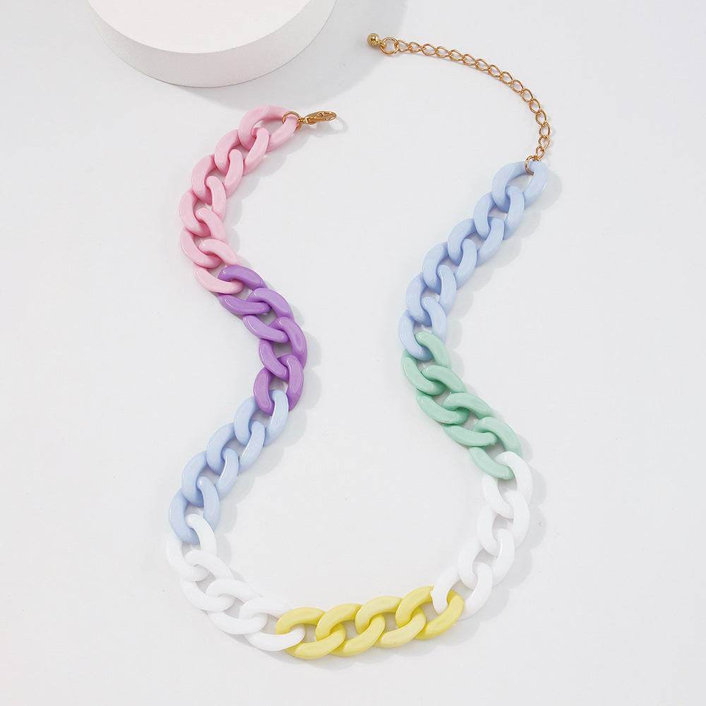 Alloy Acrylic Creative Thick Chain Necklace Women - Mubimart