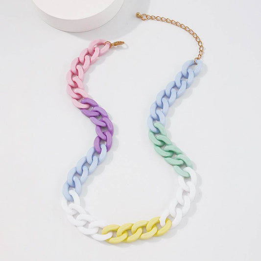Alloy Acrylic Creative Thick Chain Necklace Women - Mubimart