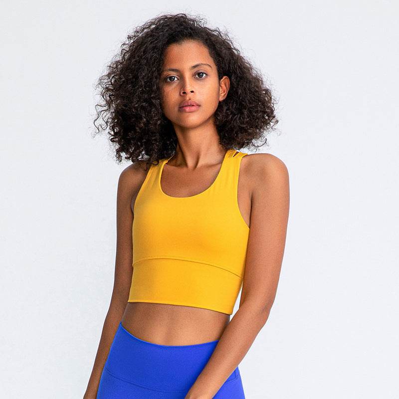High Support Padded Gym Athletic Sports Bras Tops Women Naked Feel Yoga Fitness Workout Running Crop Bras - Mubimart