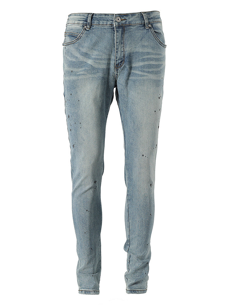 Slim-fit jeans met met de hand gespatte inkt