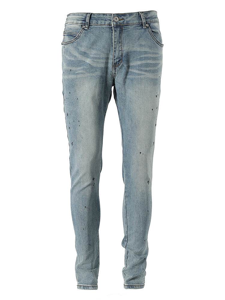 Slim-fit Jeans With Hand-splashed Ink - Mubimart