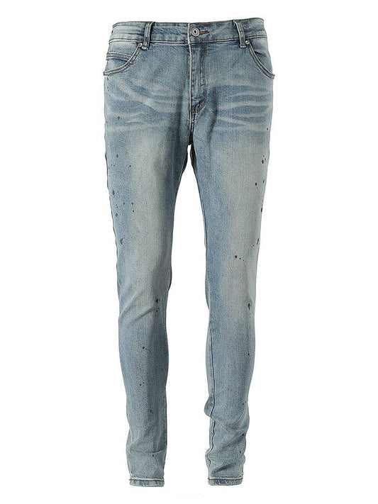 Slim-fit Jeans With Hand-splashed Ink - Mubimart