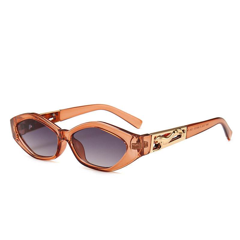 Angular Cat-eye Sunglasses, Modern Retro Temples In The Shape Of A Jumping Cheetah - Mubimart