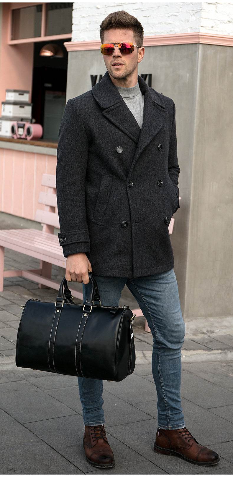 Men's Retro Travel Portable Large-capacity Business Trip Duffel Bag - Mubimart