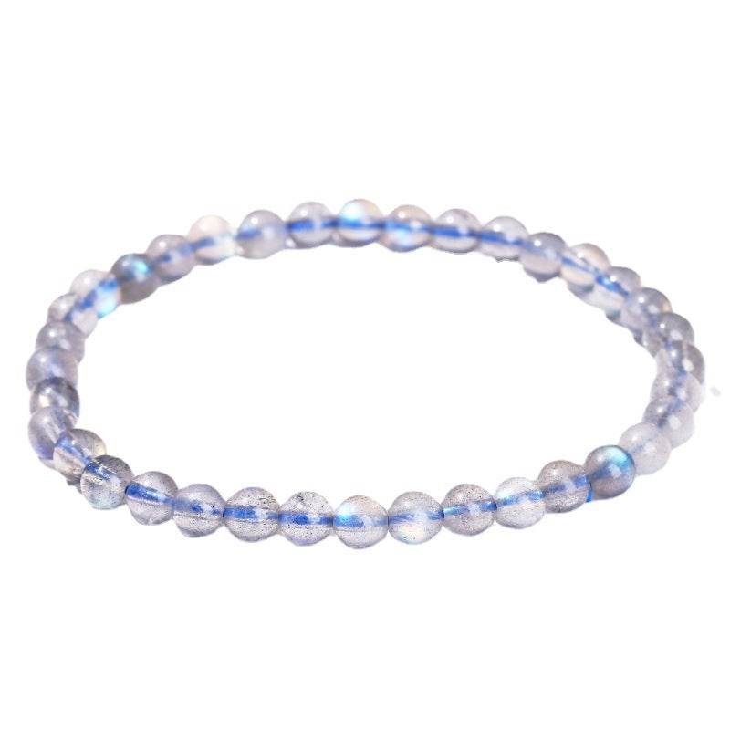5A Genuine Natural Gray Moonstone Bead Charm Bracelets Women Men Fashon Blue Light Labradorite Strand Energy Bracelet - Mubimart