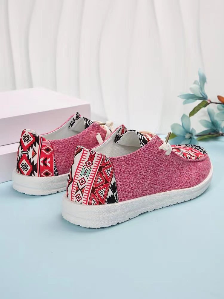 Neu Print Wohnungen Schuhe Sommer Frühling Casual Leinwand