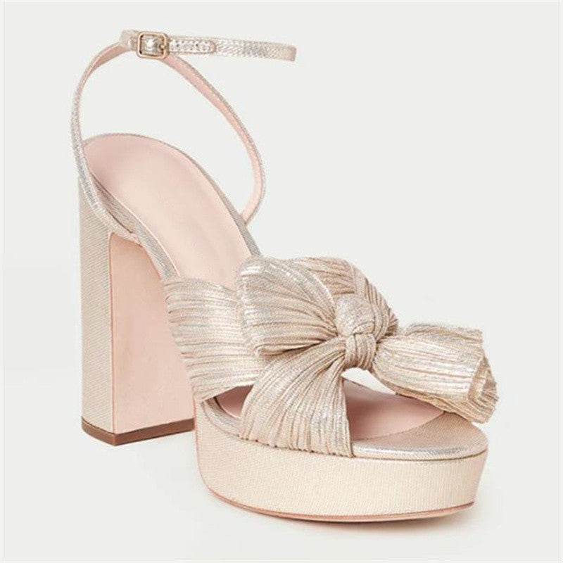 Women's Platform High Heels Fashion Bowknot Sandals - Mubimart