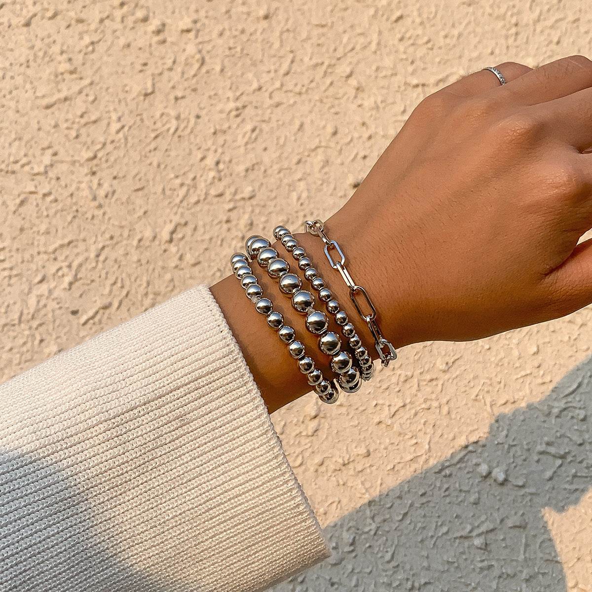 Street Shooting Personality Stacking Woven Beaded Bracelet Women - Mubimart
