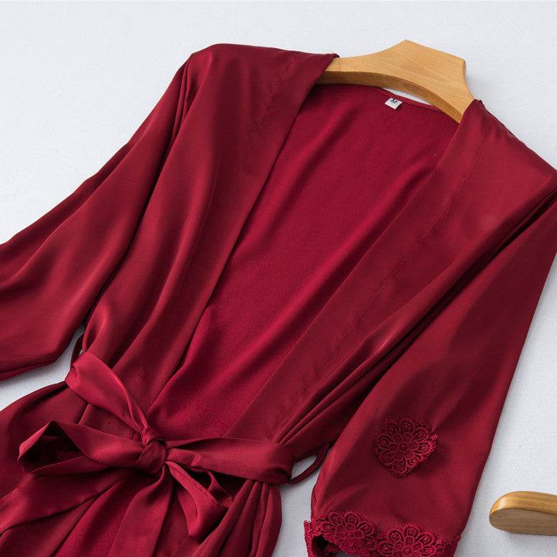 Nightgown with floral sleeves - Mubimart