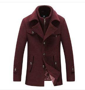 Men Woolen Coats Winter Slim Fit Warm Overcoats Brand Detachable Collar Casual Wool Blends Trench Coats SL-F053 - Mubimart