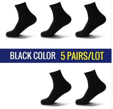 5 Pairs High Quality Casual Men's Business Socks For Men Cotton Brand Crew Autumn Winter Black White Socks - Mubimart