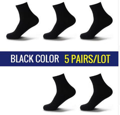 5 Pairs High Quality Casual Men's Business Socks For Men Cotton Brand Crew Autumn Winter Black White Socks - Mubimart -  