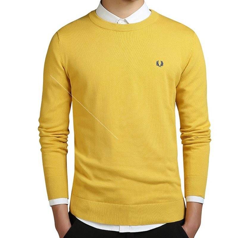 Mens Sweater Pullovers Cotton Knitted Jumpers Male Knitwear - Mubimart