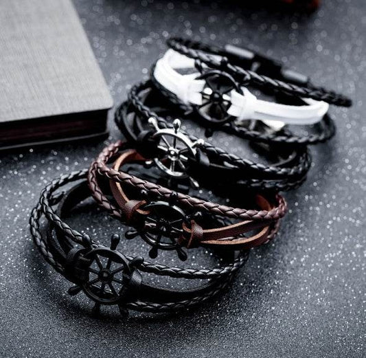 Alloy Leather Charm Bracelets - Mubimart