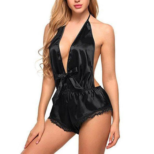 Sexy Lace Satin Silk Lingerie Nightwear - Mubimart
