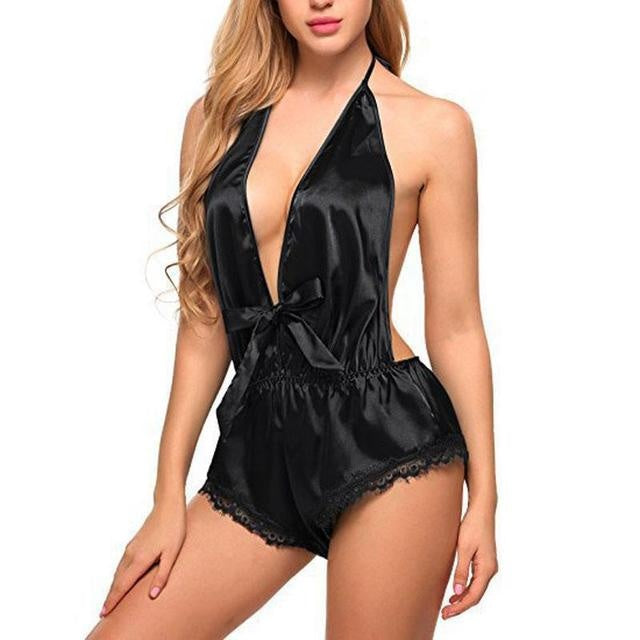 Sexy Lace Satin Silk Lingerie Nightwear - Mubimart -  