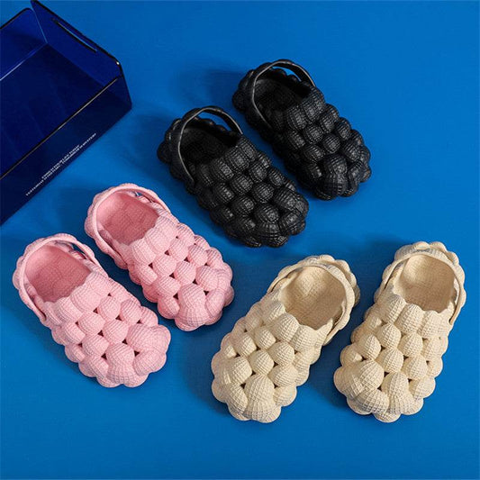 Womens Soft Sole Bubble Clogs Lightweight Solid Color Slippers - Mubimart