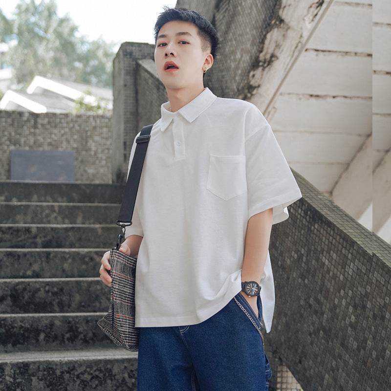 Lapel short sleeve polo shirt - Mubimart