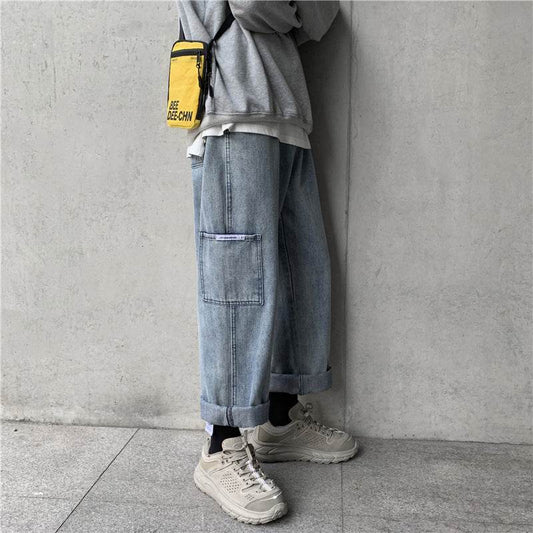 Straight-leg cargo jeans - Mubimart