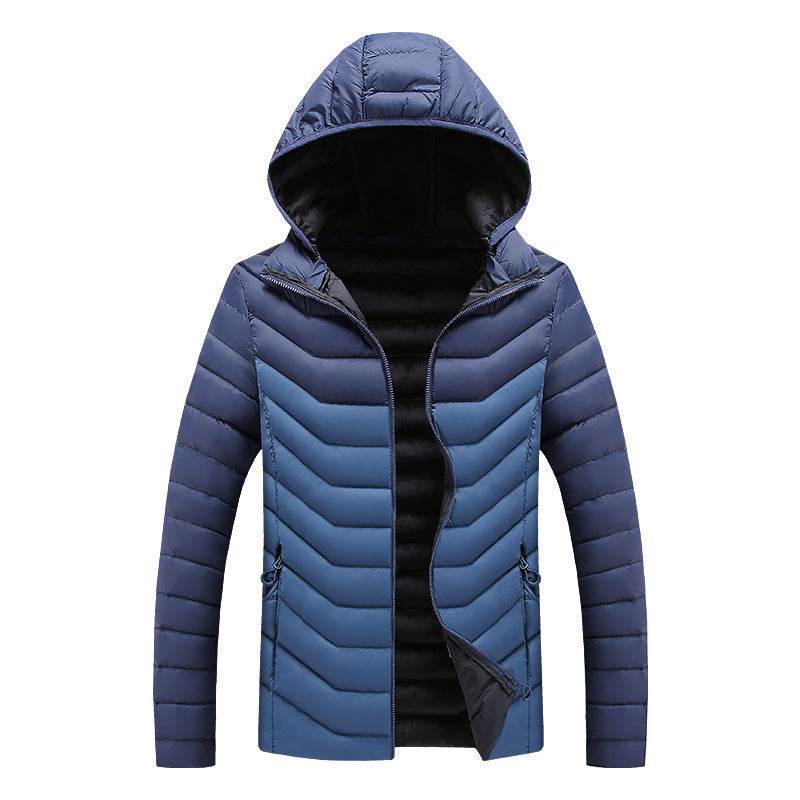 Hooded Padded Winter Jacket Slim Fit Imitation Down Padded Jacket Thick Mens Autumn And Winter - Mubimart