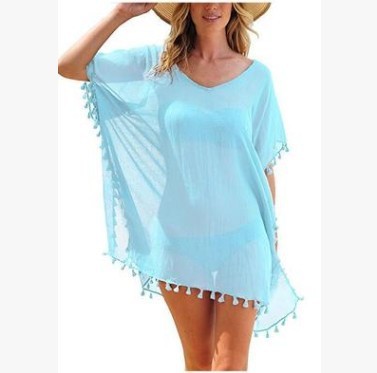 Women Blouses Loose Chiffon Dress Summer Beach Tunic Cover-Up Shirt - Mubimart -  