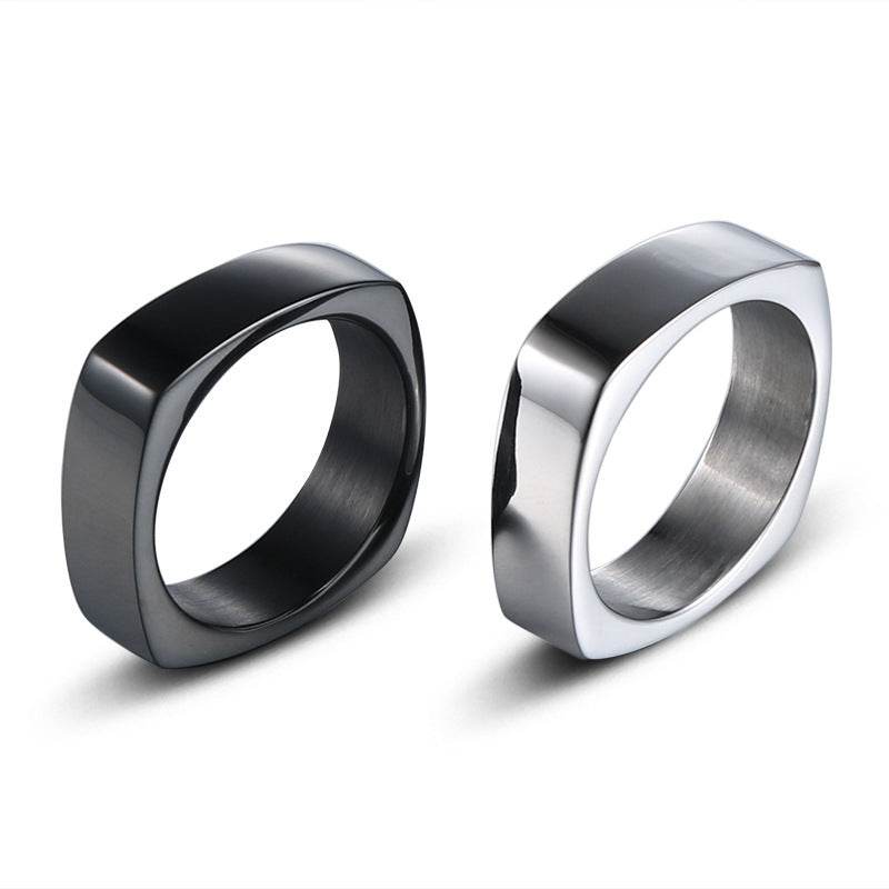 Square Stainless Steel Titanium Steel Ring For Men - Mubimart