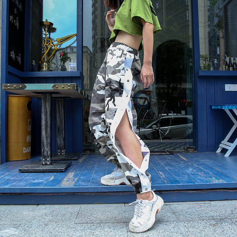 CAMO JOGGER BUTTON UP PANTS - Mubimart