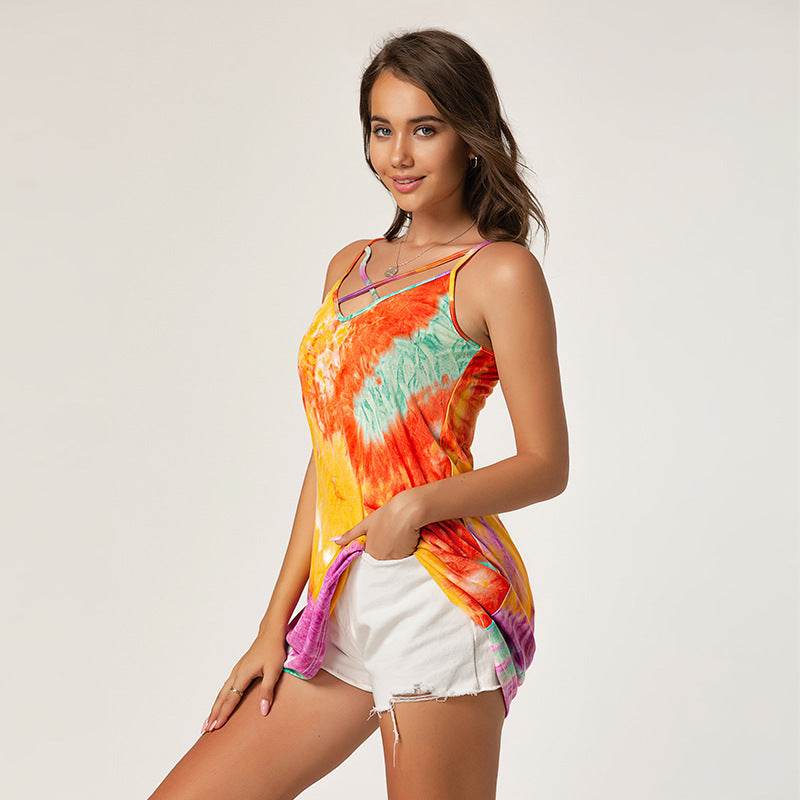 Tie-dye printed camisole top - Mubimart