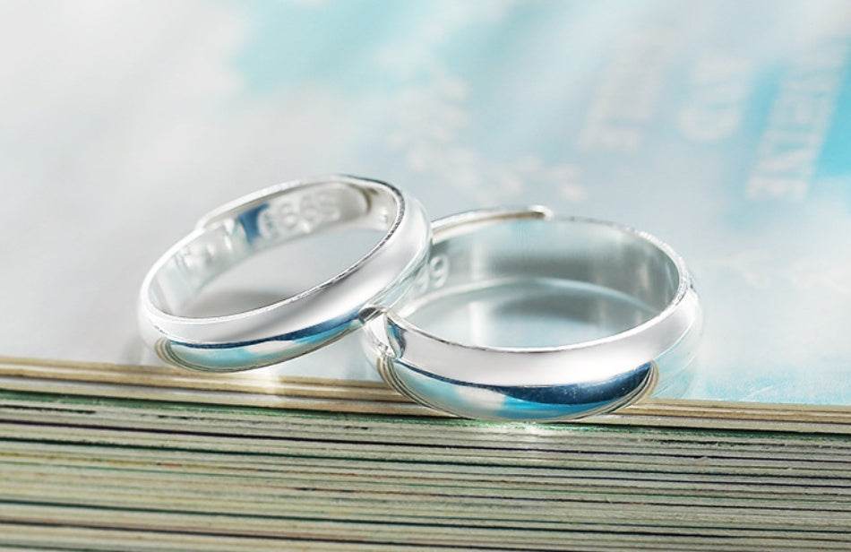 Glossy Ring Simple Men's Silver Ring - Mubimart