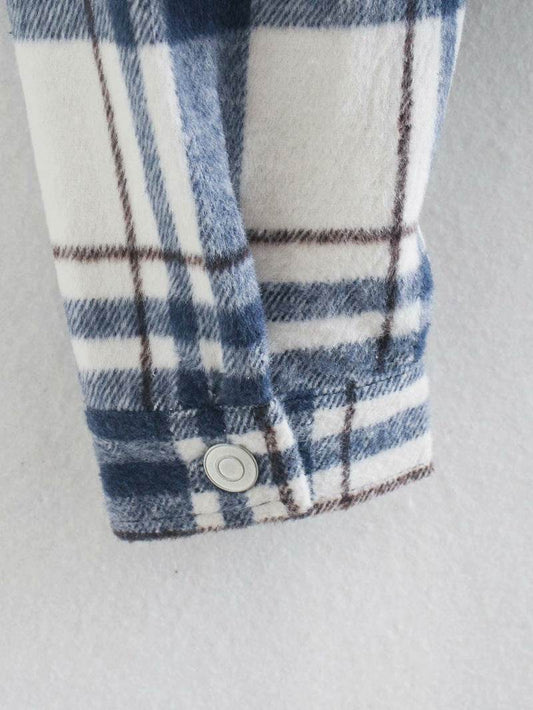 Loose plaid short shirt jacket - Mubimart