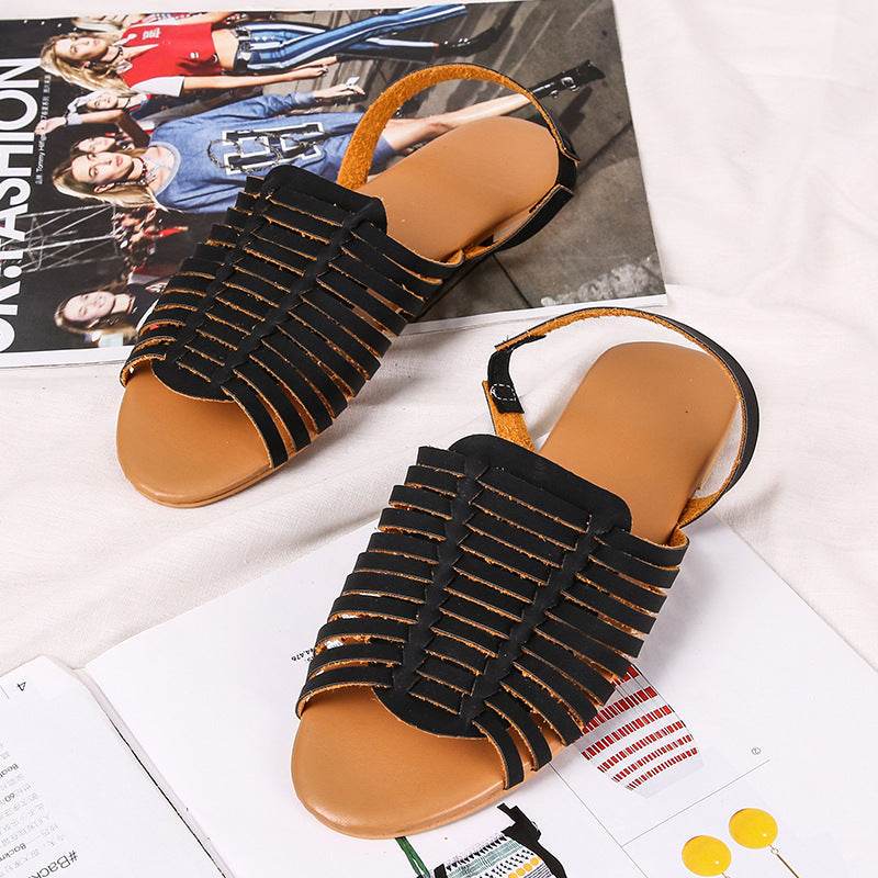 Women's hollow flat sandals - Mubimart
