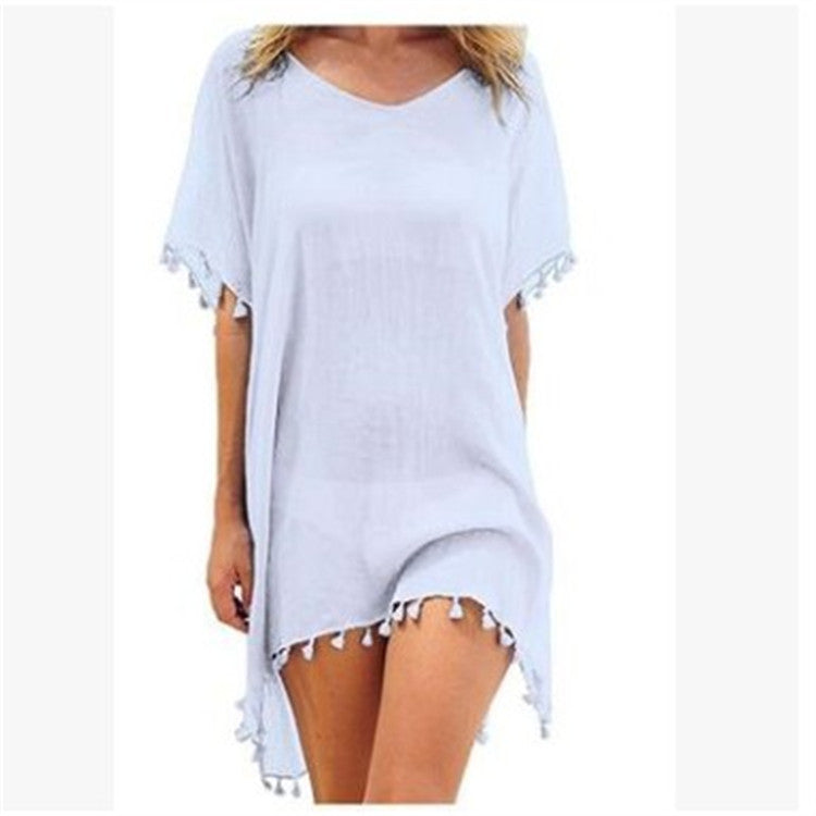 Women Blouses Loose Chiffon Dress Summer Beach Tunic Cover-Up Shirt - Mubimart -  