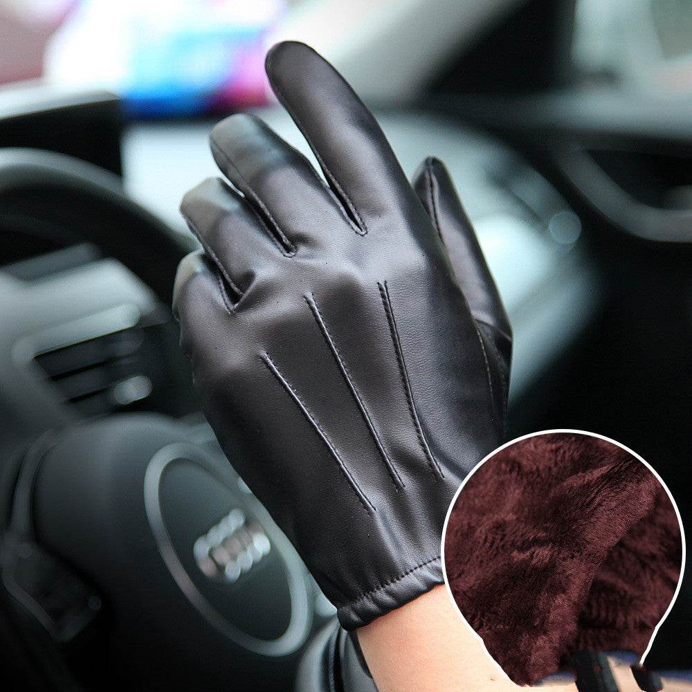 WARMEN men's PU leather gloves - Mubimart