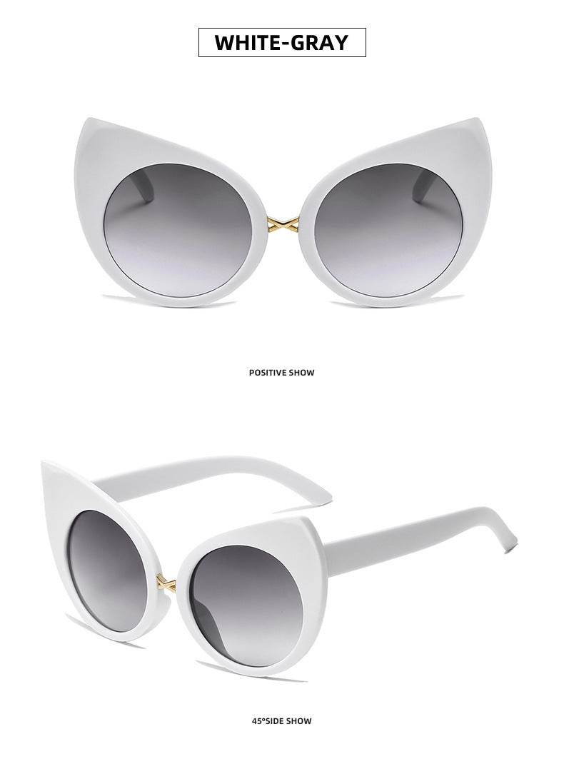 Women's Retro Cat Eye Sunglasses Large Rim Sunglasses - Mubimart