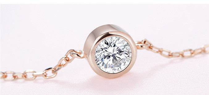 Rose flower ankle bracelet 925 silver cubic zirconia bracelet sterling silver fashion jewelry for women - Mubimart