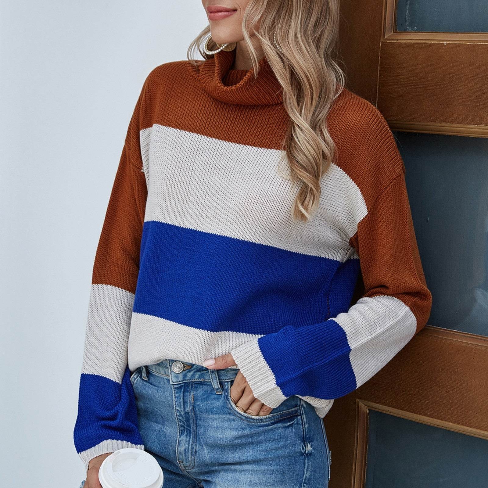 Striped turtleneck sweater - Mubimart